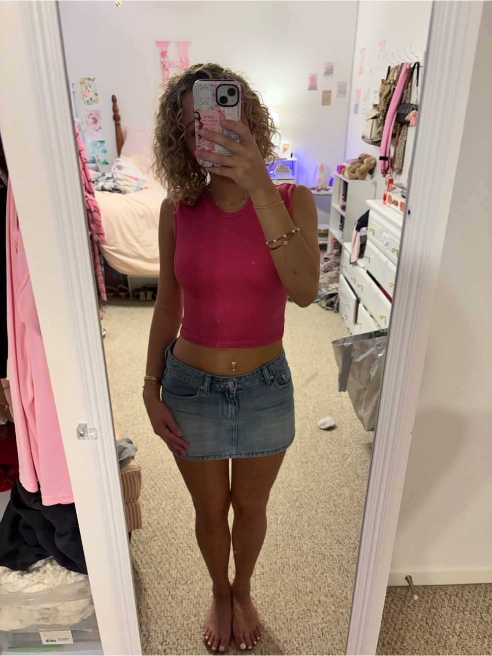 Pink Ribbed Crop Tank Top - Women's Sleeveless Knit